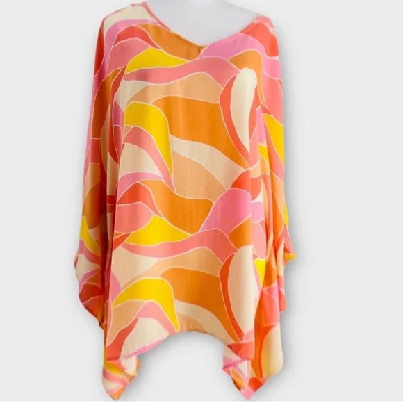 Beautiful Belle Semi Fitted Stitched Down Sides Tunic Poncho Top 1X - Picture 5 of 7